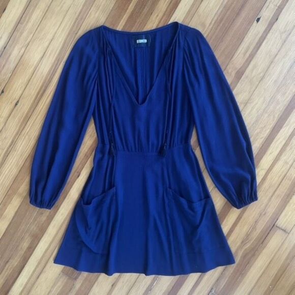 Reformation Misha Dress w/ Pockets in Blue Marine Size 2 - Picture 2 of 7